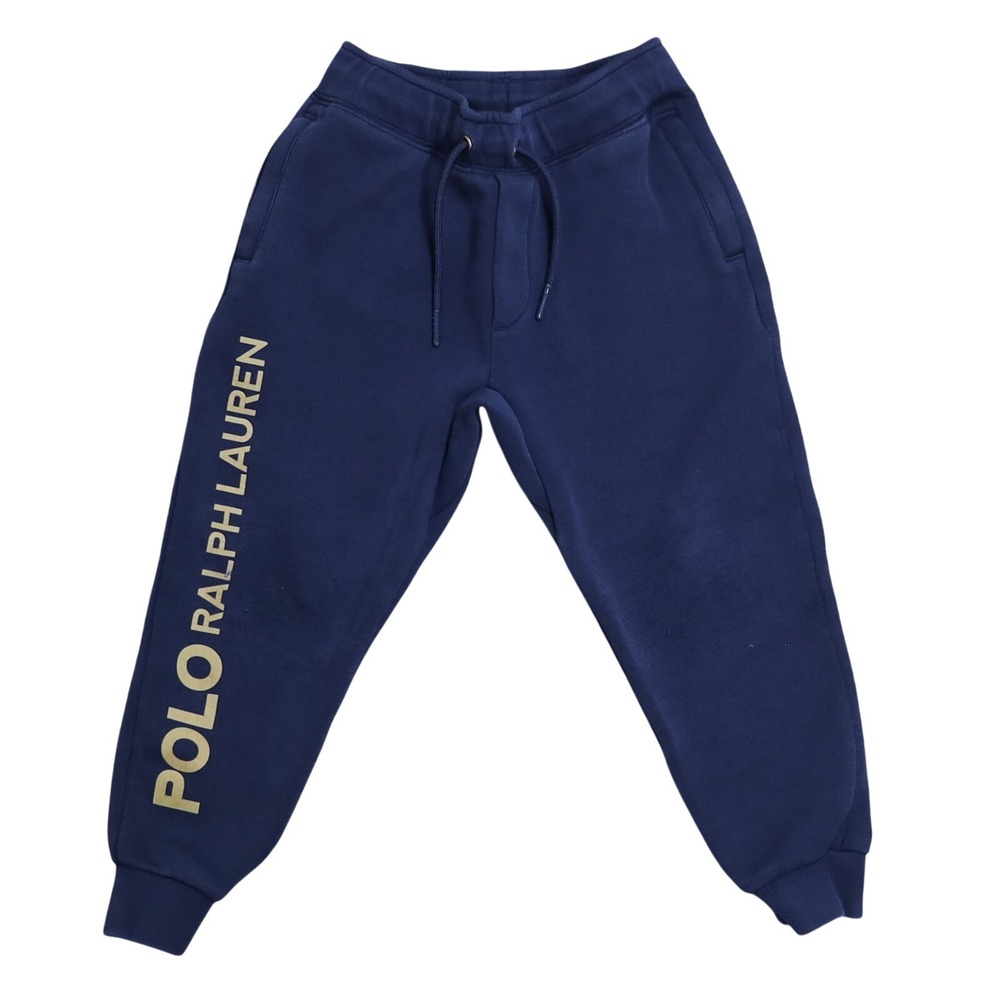 Polo Ralph Lauren Kids Navy Blue Joggers Sweatpants Gold Logo Size 5